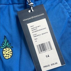 Vineyard Vines Boys' Regatta Blue Shorts with Pineapple Embroidery